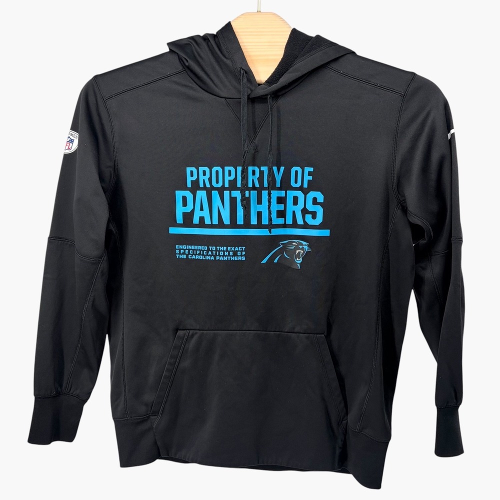Nike Hoodie Large Black Carolina Panthers NFL Therma-FIT Pullover Training